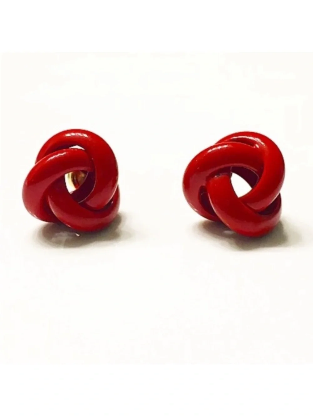 Vintage red knot stud earrings